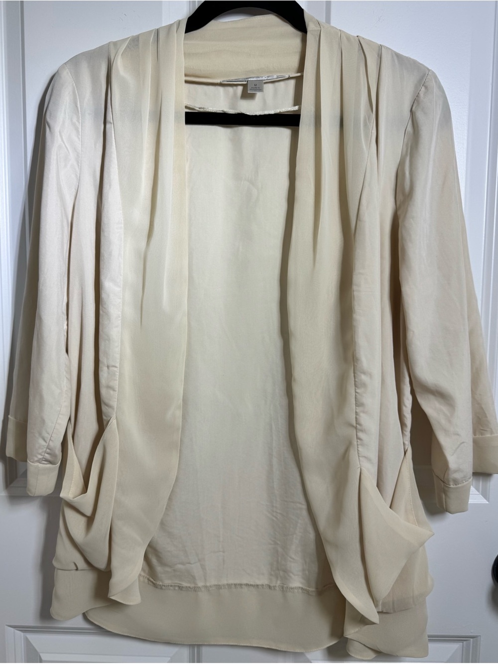 LC Lauren Conrad Cream Chiffon Open Front Cardigan Blazer M